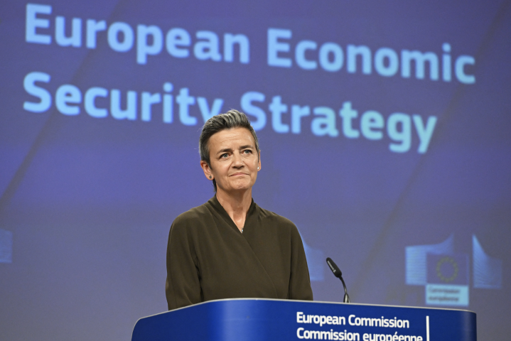 Margrethe Vestager, vice-présidente exécutive pour une Europe adaptée à l’ère du numérique. Dursun Aydemir / ANADOLU AGENCY / Anadolu Agency via AFP