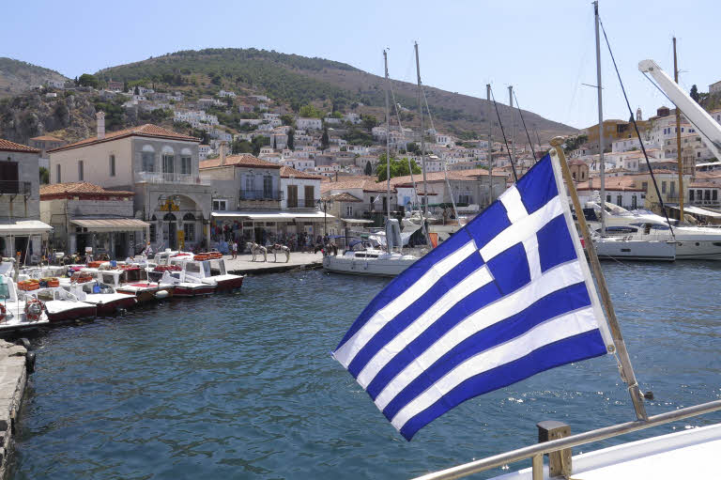 Grèce - drapeau - port - mer