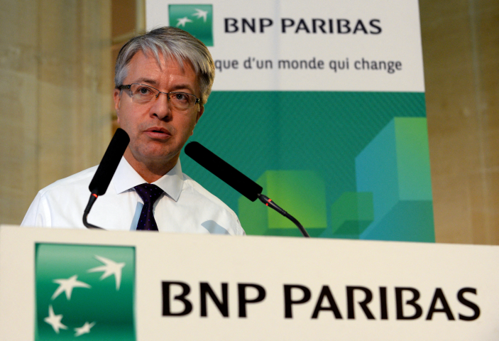Jean-Laurent Bonnafé, directeur général de BNP Paribas (Photo by ERIC PIERMONT / AFP)