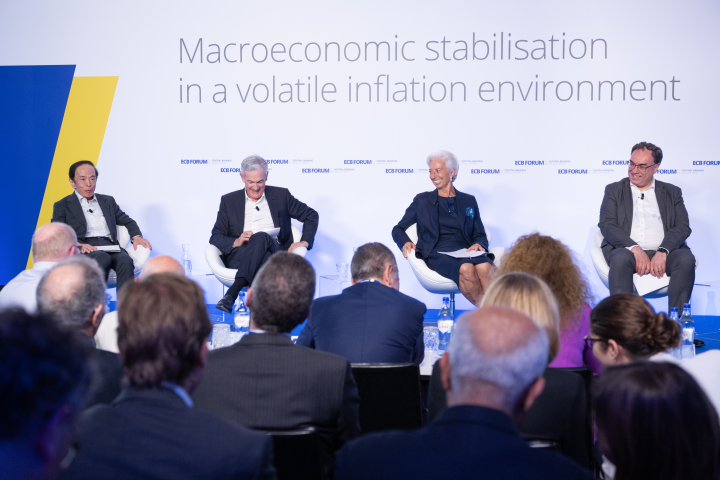 De gauche à droite, Kazuo Ueda, Jerome Powell, Christine Lagarde et Andrew Bailey (ECB/DR)