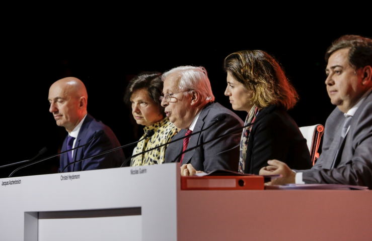 De gauche à droite : Jean-Michel Thibaud, Anne-Gabrielle Heilbronner, Jacques Aschenbroich, Christel Heydemann et Nicolas Guérin (DR)
