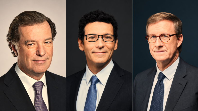 Laurent Mignon, président du directoire de Wendel, David Darmon et Cyril Marie, responsables respectivement des activités d’investissement et de gestion d’actifs du groupe. (Photos : Wendel)