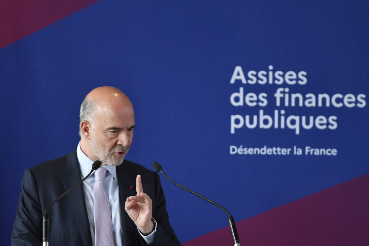Pierre Moscovici, président de la Cour des comptes et du Conseil des prélèvements obligatoires (Photo by JULIEN DE ROSA / AFP)