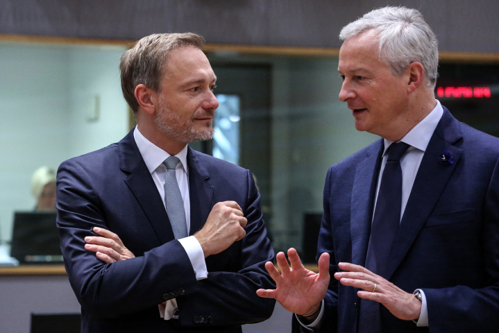 Christian Lindner, ministre des Finances de l'Allemagne et Bruno Le Maire, ministre de l'Economie, des Finances et de la Souveraineté industrielle et numérique - Valeria Mongelli / Hans Lucas / Hans Lucas via AFP

