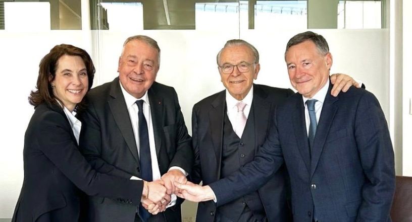 A gauche Estelle Brachlianoff et Antoine Frérots, dirigeants de Veolia (Veolia)
