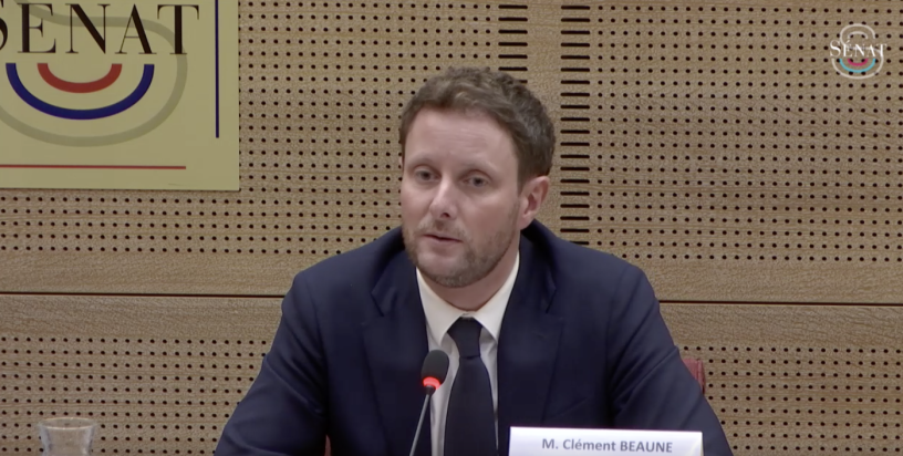 Clément Beaune, ministre délégué chargé des Transports, auditionné par la commission de l'aménagement du territoire et du développement durable du Sénat (©Sénat)