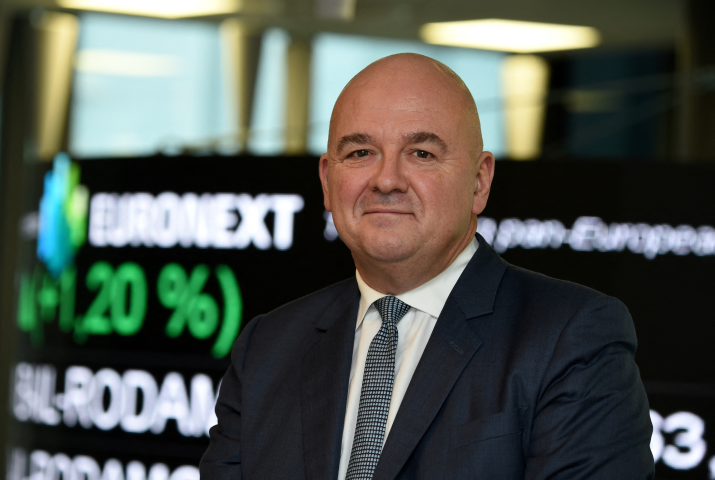 Stéphane Boujnah, président du directoire d'Euronext (©Photo by Eric PIERMONT / AFP)