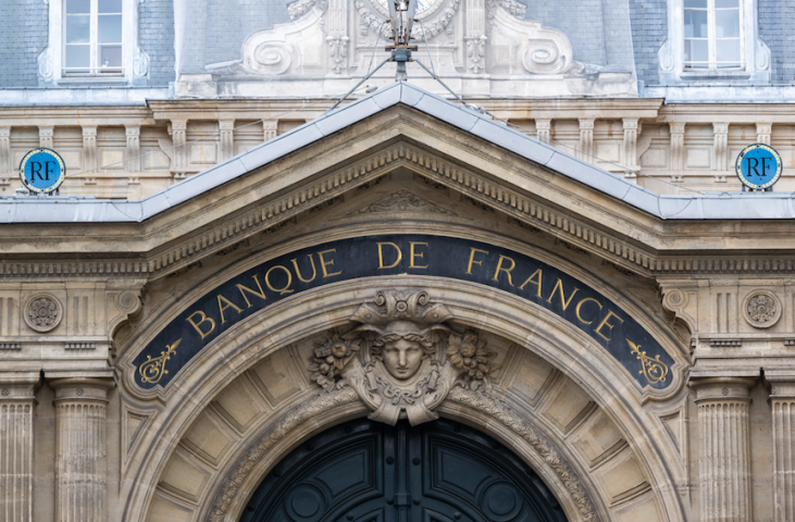 Banque de France (Photo by Martin LELIEVRE / AFP)