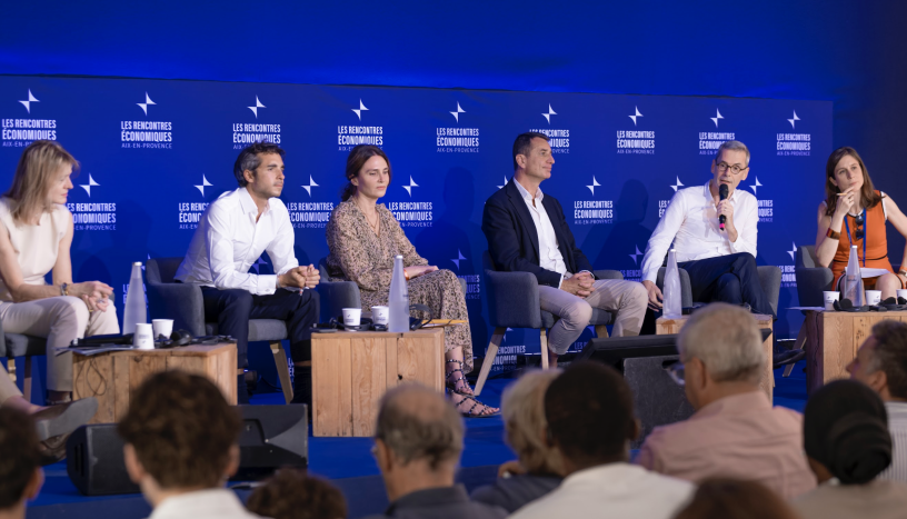 Camille Beudin, responsable diversification stratégique & membre du comité executif d’Euronext. Nicolas Calcoen, directeur général délégué & directeur du pôle stratégie, finance et contrôle chez Amundi. Vanessa Holtz, directrice générale Bank of America Securities Europe. William Kadouch-Chassaing, co-président & directeur général Eurazeo. Sophie Paturle, présidente de France Invest. DR