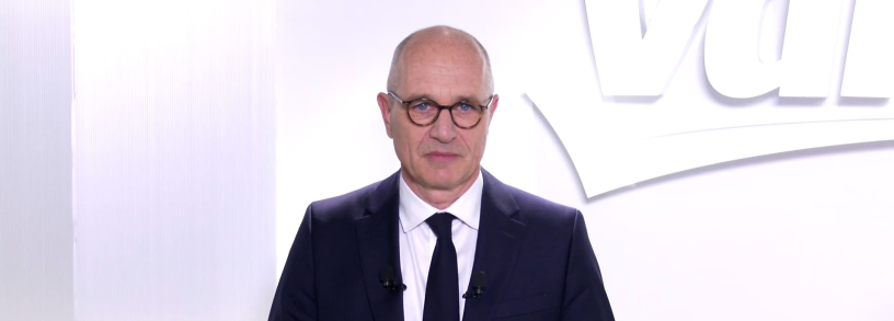 Christophe Périllat, le directeur général de Valeo, lors de la présentation des résultats annuels 2025 du groupe, le 26 février 2026.