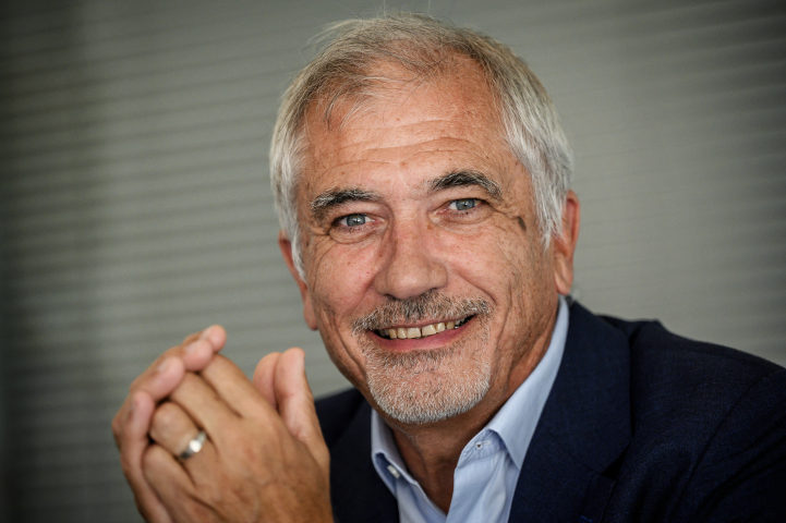 Paul Boudre, directeur général de Soitec depuis 2015, passera prochainement le relais - Photo by JEFF PACHOUD / AFP