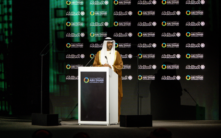 Sultan Ahmed Al Jaber, ministre de l'Industrie et des Technologies de pointe des Émirats arabes unis, directeur général de la Compagnie nationale de pétrole d'Abou Dhabi et président de Masdar (Photo : Ammar ABD RABBO / MASDAR / FACTSTORY)