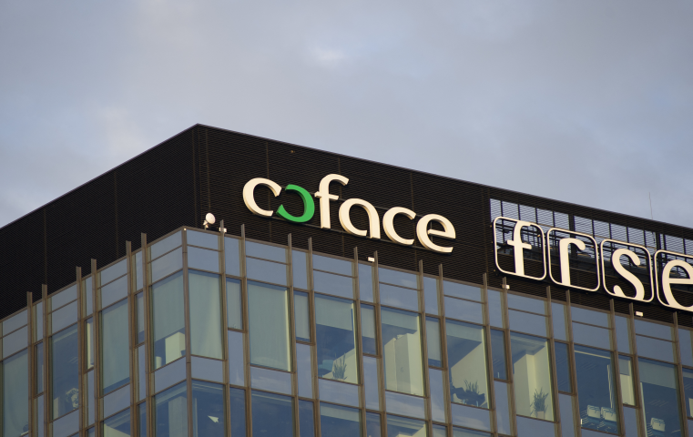 Logo Coface - Photo by Aleksander Kalka / NurPhoto / NurPhoto via AFP