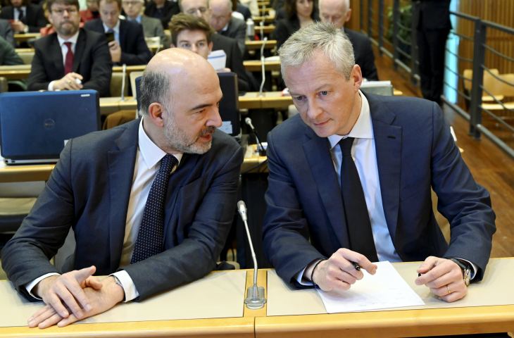 Pierre Moscovici, Premier président de la Cour des comptes et Président du Haut Conseil des finances publiques et Bruno Le Maire, ministre de l'Economie et des Finances - Nicolas TAVERNIER/REA