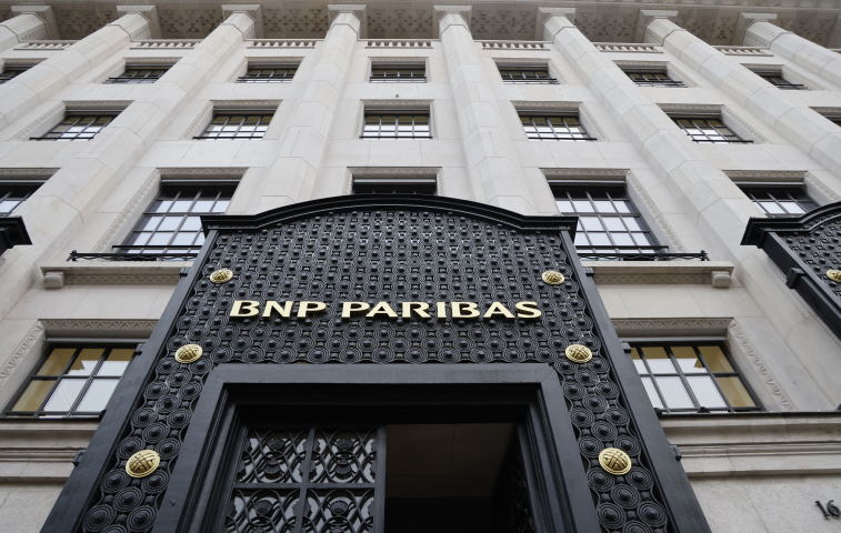  Le siège de BNP Paribas au 16 boulevard des Italiens (Photo by Ludovic MARIN / AFP)