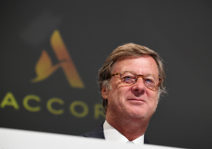 Sébastien Bazin. président-directeur général d'Accor (Photo by Eric PIERMONT / AFP)