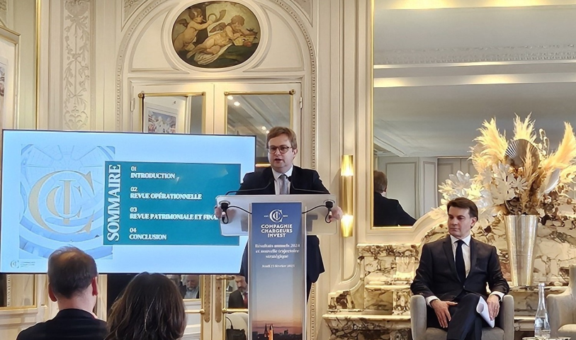 Michaël Fribourg, le PDG de Compagnie Chargeurs Invest, et Jérôme Angin, le directeur financier.