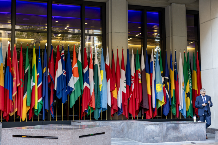Drapeaux. Photo by TASOS KATOPODIS / GETTY IMAGES NORTH AMERICA / Getty Images via AFP