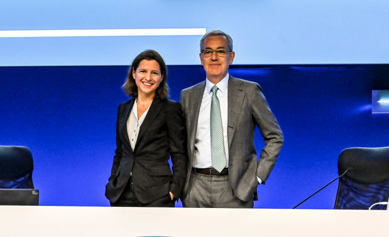 Catherine MacGregor, directrice générale du groupe Engie et Jean Pierre Clamadieu, président du conseil d'administration (Pascal SITTLER / REA)