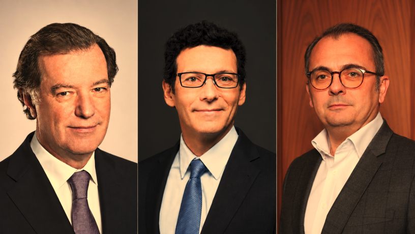 Laurent Mignon, président du directoire de Wendel, David Darmon et Cyril Marie, responsables respectivement des activités d’investissement et de gestion d’actifs du groupe. (Photos : Wendel / Alice Casenave pour Cyril Marie)