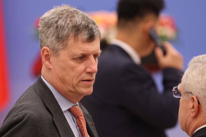 Antoine de Saint-Affrique, le directeur général de Danone (Photo by Ludovic MARIN / POOL / AFP)