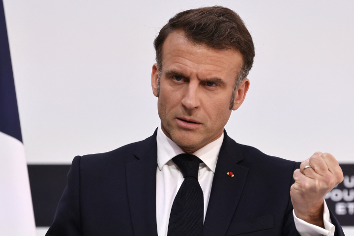 Emmanuel Macron (Photo by Ludovic MARIN / POOL / AFP)