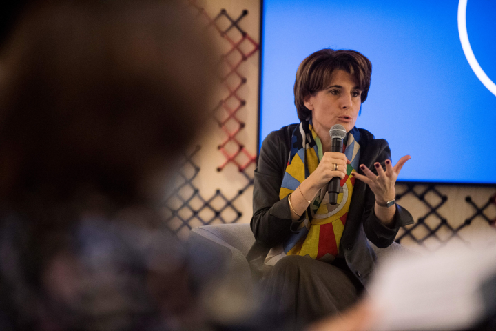 Sophie Boissard, la directrice général de Clariane - Photo by JULIEN DE ROSA / AFP