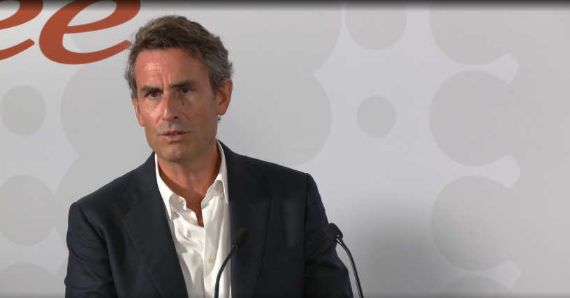 Thomas Reynaud, directeur général d’Iliad, lors de la présentation à la presse des résultats semestriels du groupe, le 27 août 2026.