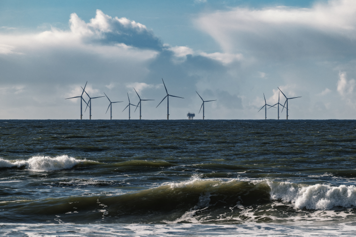 Eolien en mer. Photo by Jerome Gilles / NurPhoto via AFP