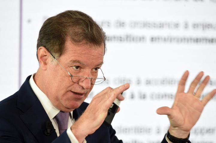 Laurent Mignon, le président du directoire de Wendel - Photo by Eric PIERMONT / AFP