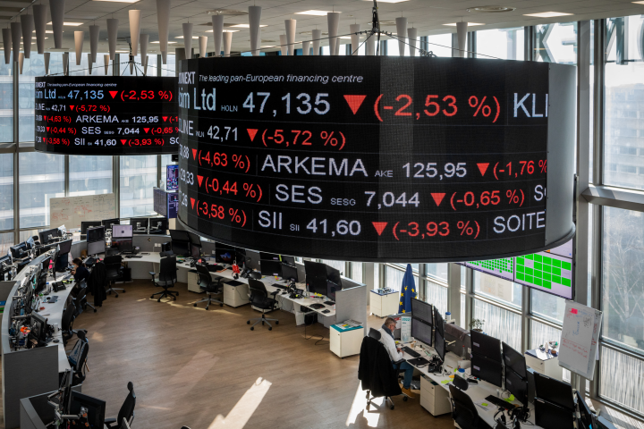 Siège d'Euronext, l'opérateur boursier. Photographie de Benjamin Polge / Hans Lucas.