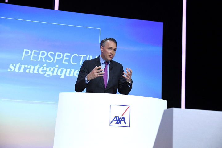 Thomas Buberl, le directeur général d'Axa - Photo by Eric PIERMONT / AFP