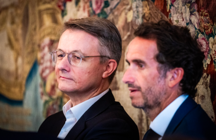Dominique Schelcher et Alexandre Bompard (Xose Bouzas- Hans Lucas-AFP)