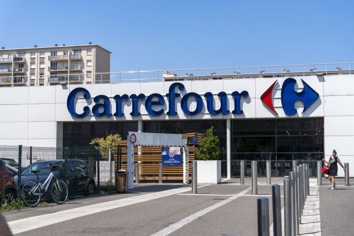 Carrefour (Photo by Antoine Boureau / Hans Lucas / Hans Lucas via AFP)