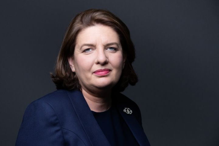 Valérie Baudson, directrice générale d'Amundi (Photo by JOEL SAGET / AFP)