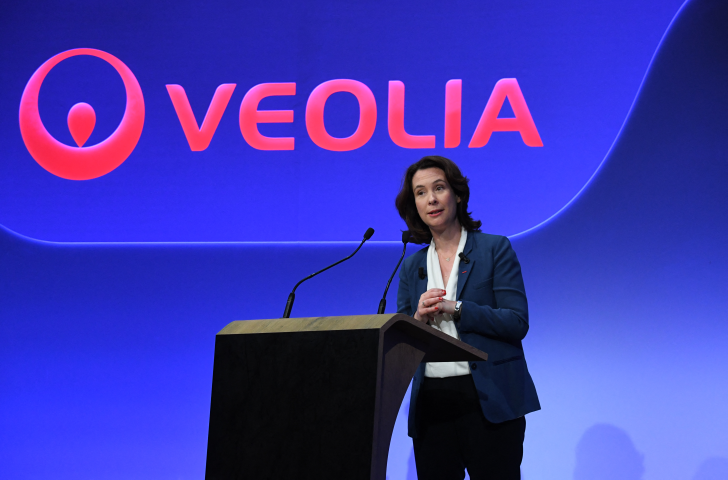 Estelle Brachlianoff, directrice générale Veolia (Photo by Eric PIERMONT / AFP)