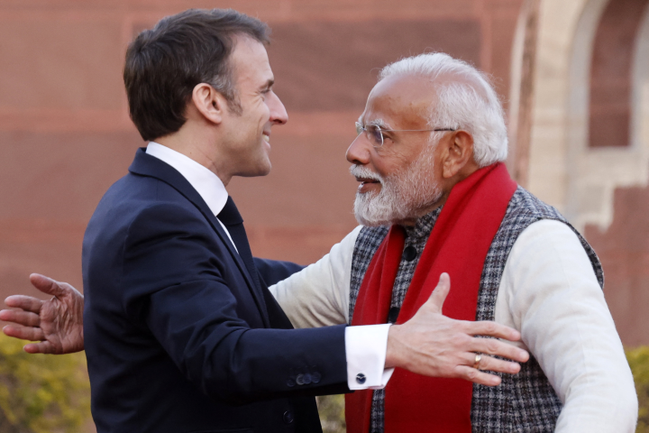 Emmanuel Macron et Narendra Modi (Photo : Ludovic MARIN / POOL / AFP)