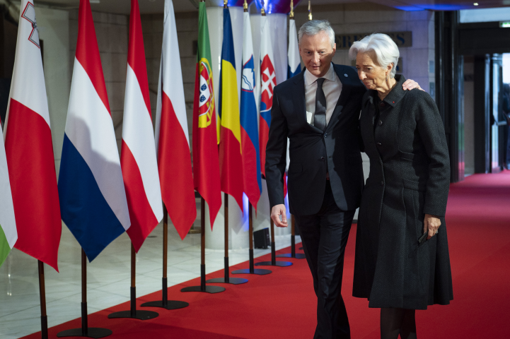 Bruno Le Maire, ministre des Finances de la France et Christine Lagarde, présidente de la Banque centrale européenne - Eric TSCHAEN/REA