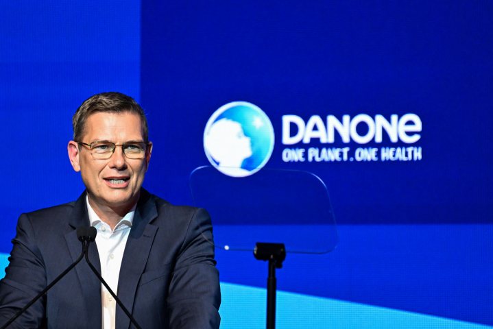 Juergen Esser, le directeur financier de Danone. (Photo by Emmanuel DUNAND / AFP)