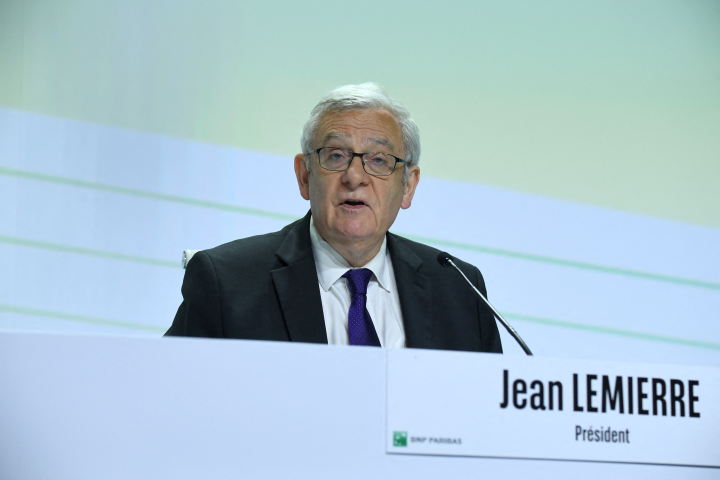 Jean Lemierre, président du conseil d'administration de BNP Paribas (Photo by Eric PIERMONT / AFP)