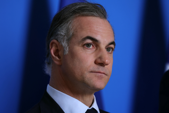 Nicolas Namias, le président du directoire de BPCE (Photo by Thomas SAMSON / AFP)