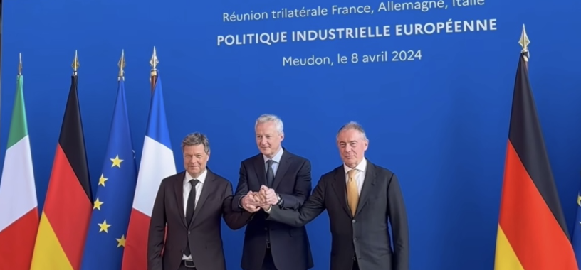 Robert Habeck, ministre de l'Economie de l'Allemagne, Bruno Le Maire, ministre de l'Economie de la France, Adolfo Urso, ministre de l'Economie de l'Italie - crédits : instagram de Bruno Le Maire