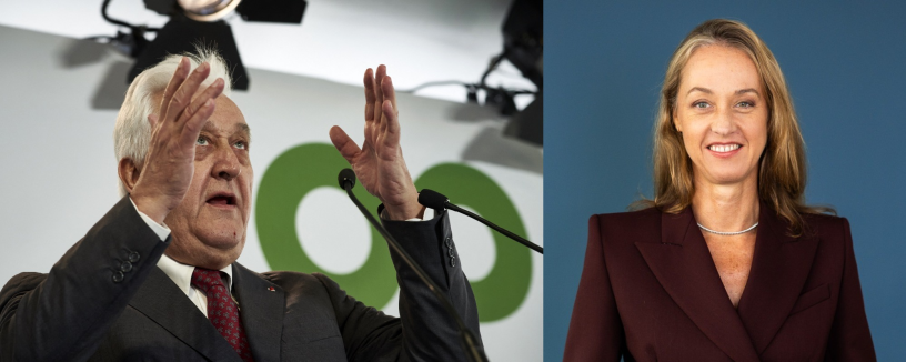 Laurent Burelle (Photo by JEAN-PHILIPPE KSIAZEK / AFP) et Félicie Burelle.