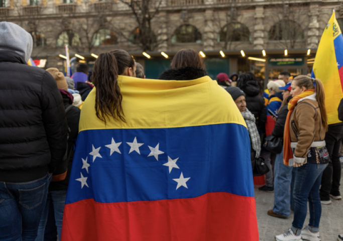 Drapeau du Venezuela. Photo by Mauro Ujetto / NurPhoto / NurPhoto via AFP