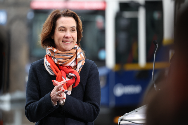 Estelle Brachlianoff, directrice générale de Veolia (Photo by Daniel LEAL / AFP)