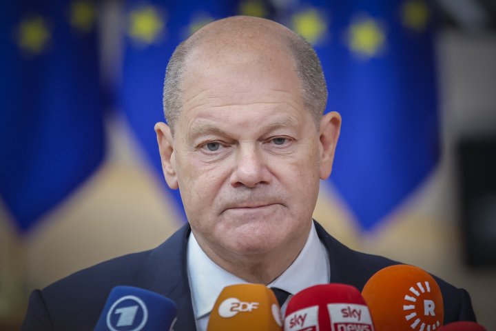Olaf Scholz, chancelier fédéral d'Allemagne - Nicolas Economou / NurPhoto / NurPhoto via AFP