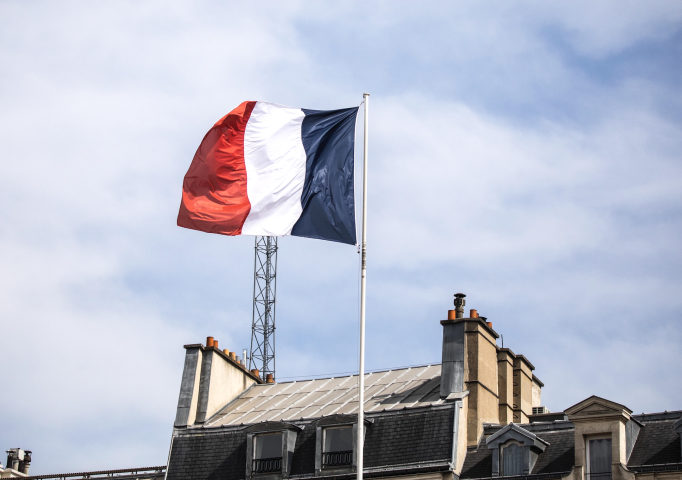 Drapeau francais au Palais de l Elysee. Romain GAILLARD/REA