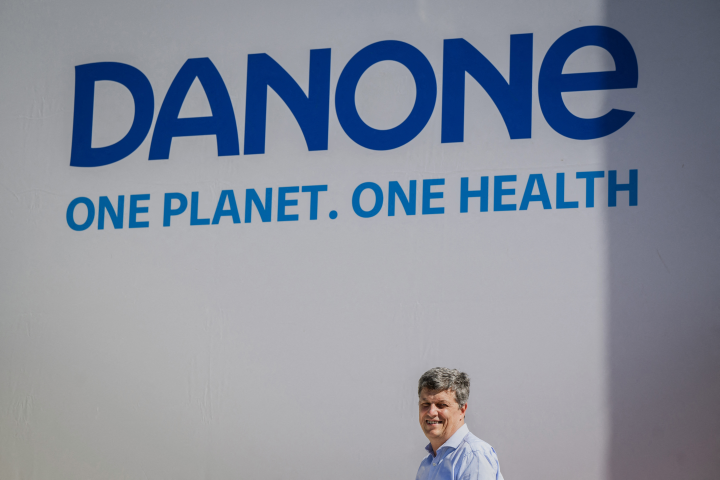 Antoine de Saint-Affrique, le directeur général de Danone. (Photo by JEFF PACHOUD / AFP)
