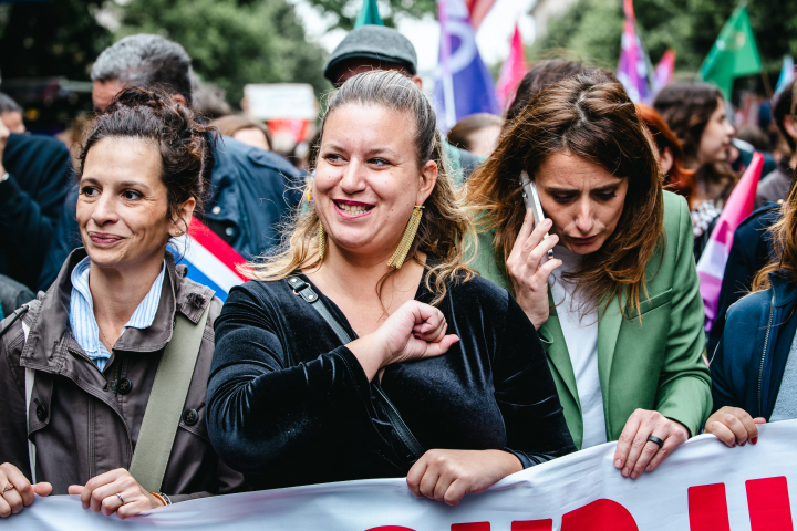  Sabrina Ali Benali, candidate LFI aux législatives, Mathilde Panot, ex-présidente du groupe LFI à l’Assemblée nationale et Marine Tondelier, secrétaire nationale des Écologistes - EELV

 et Marine Tondelier,