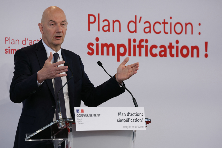 Roland Lescure alors ministre de l'Industrie (Photo by Thomas SAMSON / AFP)